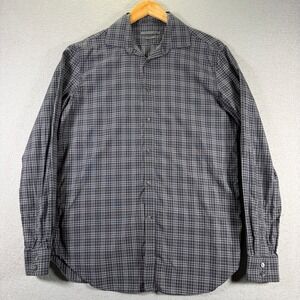 John‎ Varvatos Classic Fit Plaid Button Down Shirt Men's Size 15 1/2 34/35 Gray